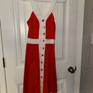 Retrolicious Red and White Midi Dress